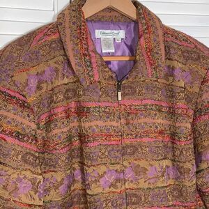 Coldwater Creek Pastel Tapestry‎ Zip Up Jacket XL